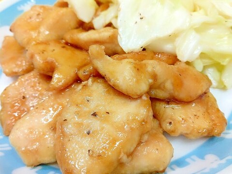 簡単♪(^^)鶏むね肉の甘辛照り焼き＆キャベツ♪